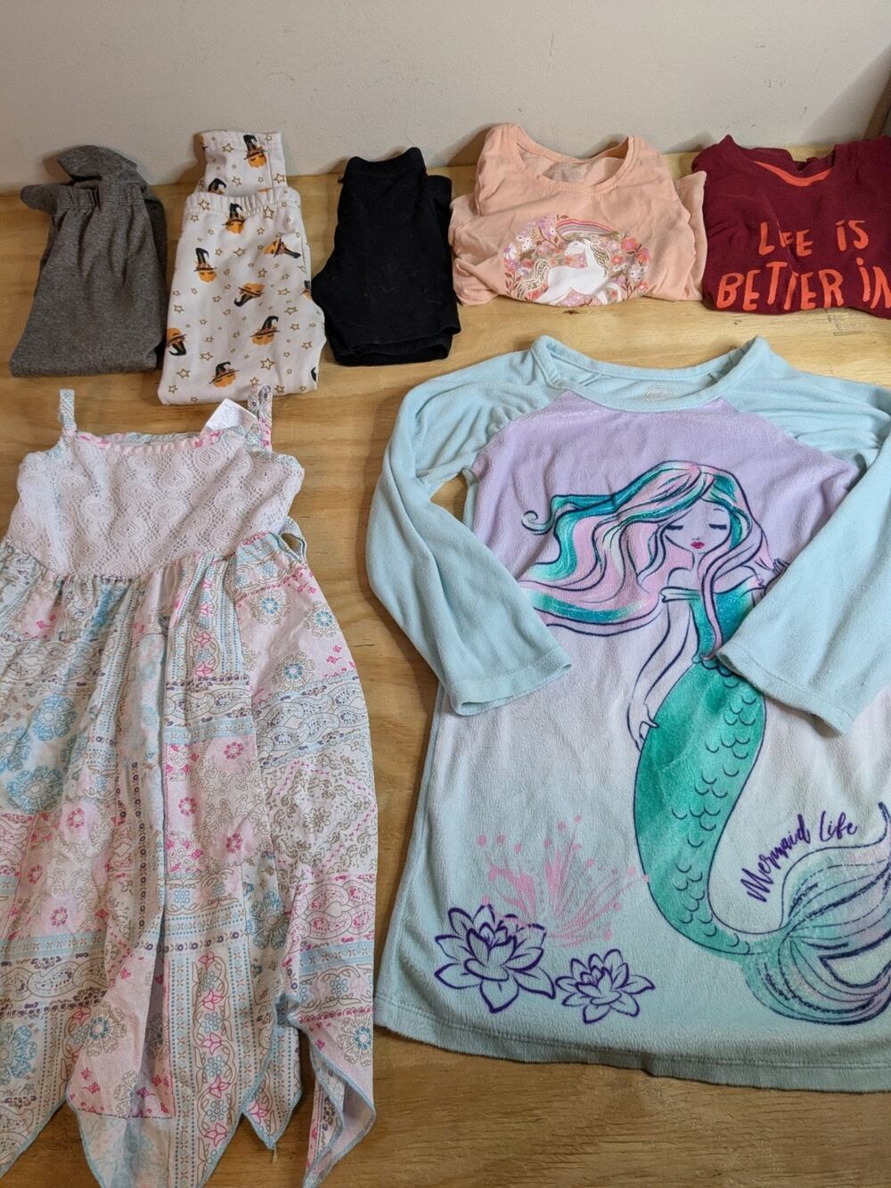 Girls Sz 4 Clothing Lot 7 Piece Shirts Pants Shorts Dress Sleepwear Tops Bottoms